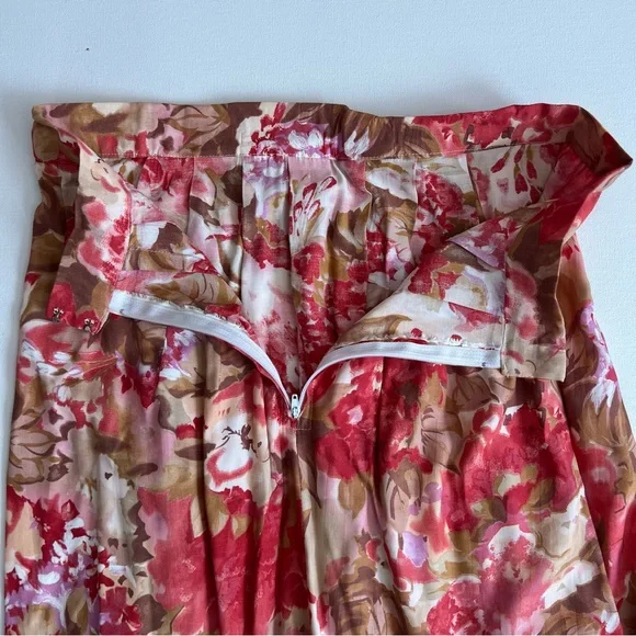 Floral Red and Brown Women's Skirt est sz: M - Picture 3 of 5
